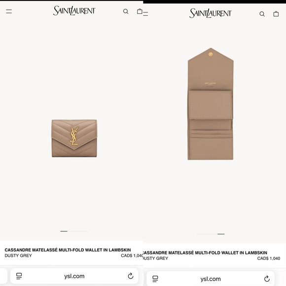 Authentic Yves Saint Laurent MULTI-FOLD wallet in Grained Calfskin leather - Picture 3 of 16